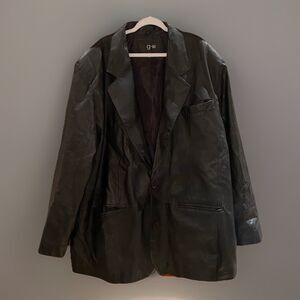 G-III Black Leather Blazer Suit Jacket Men's Size 3XL Two-Button Three Pockets